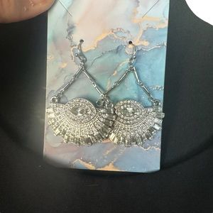 Earrings Silvertone with Clear Rhinestones